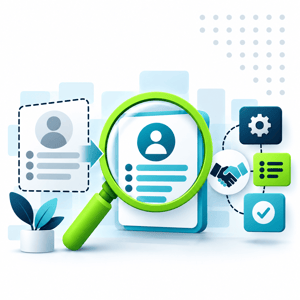 Magnifying glass clarifies a professional role in IT management