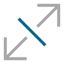 Icon of a line with arrows expanding from center to bottom left and center to top right