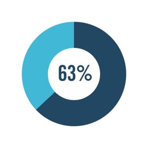 donut pie chart showing 63%