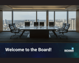 A picture of a boardroom representing the welcoming of a new board member to Buchanan Technologies