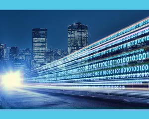 A technology image with numbers representing data flowing