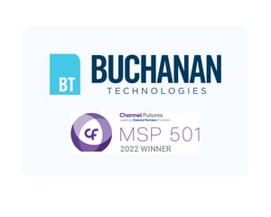 The Buchanan logo and the MSP 501 logo represent that Buchanan made the top 501 MSP list