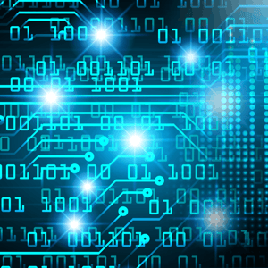 An image of ones and zeros representing database information