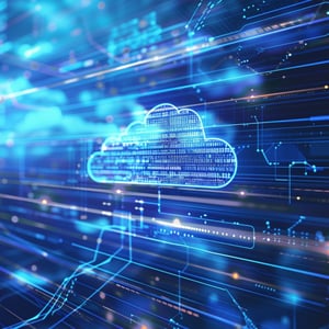 An image. of a cloud overlaying a technology graph