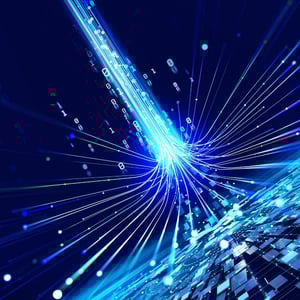 An abstract image of data movement in the sky