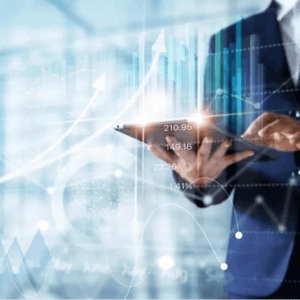 A technology expert using a laptop to consult on oracle services