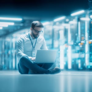 IT support expert providing resolution in server room based in Dallas